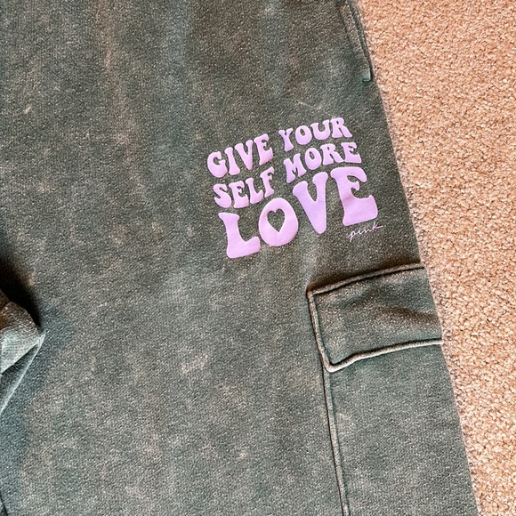 NWT Victoria’s Secret pink green campus sweatpants - Picture 3 of 5
